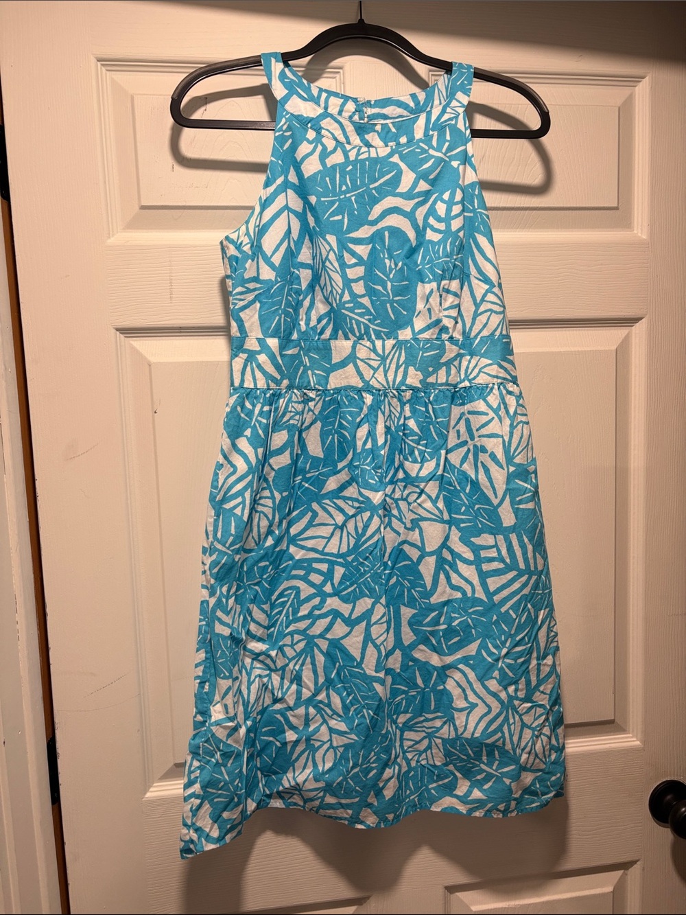 Ann Taylor Girls' Blue and White Leaf-Print Sundress
